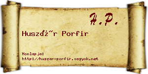 Huszár Porfir névjegykártya
